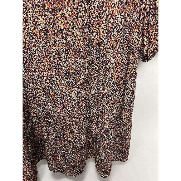 J. Jill Women's Multi-Colored Button-Front Long-Sleeved Pleated Crewneck Dress - Picture 3 of 9